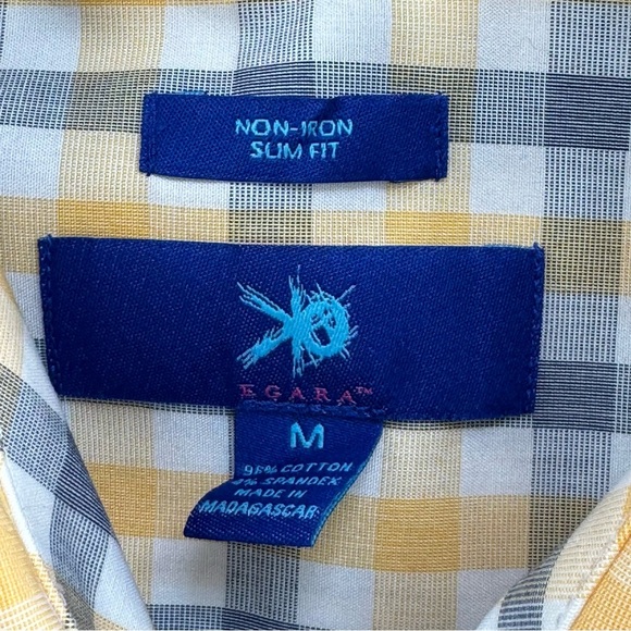 Egara Blue and Yellow Dress Shirt with Plaid Pattern Non iron, slim fit - Picture 2 of 2